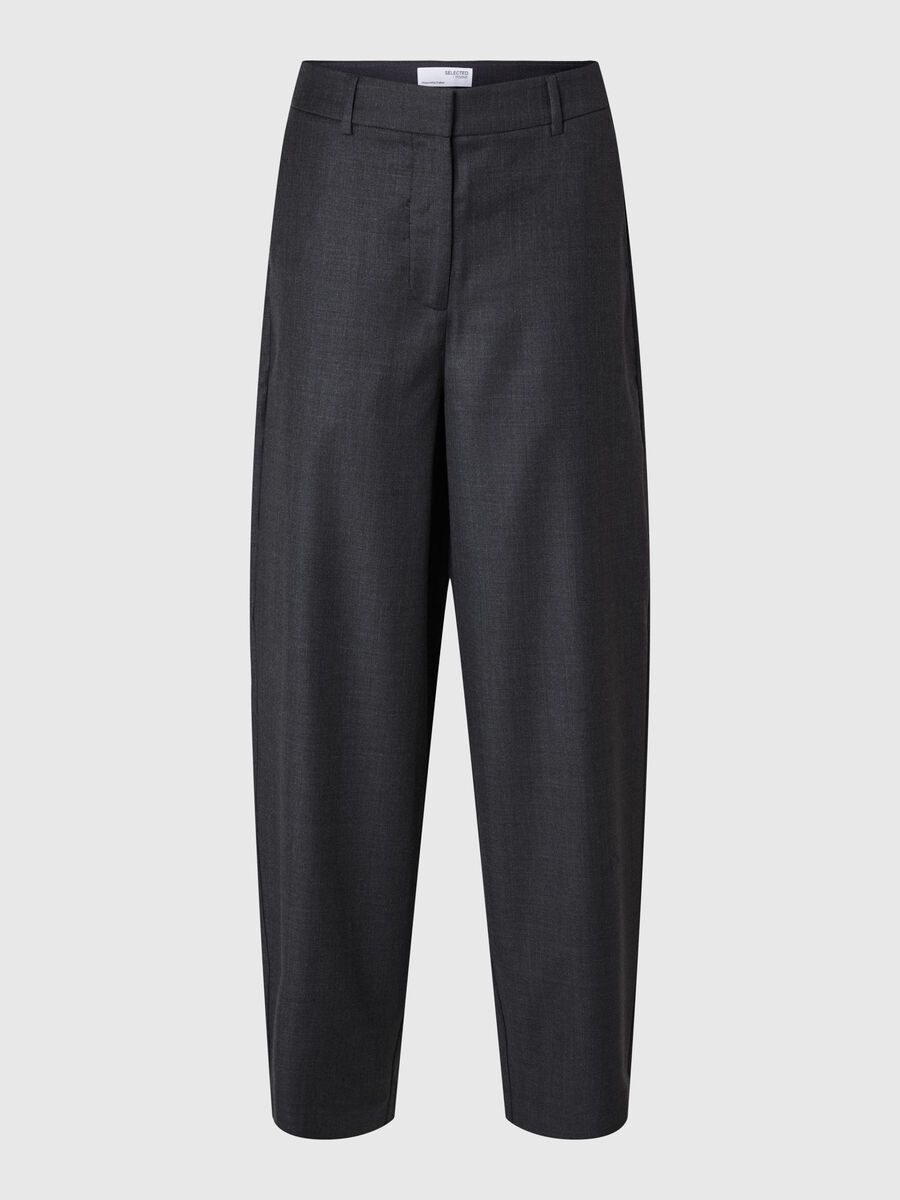 Luah HW Barrel Wool Pants - Dark Grey