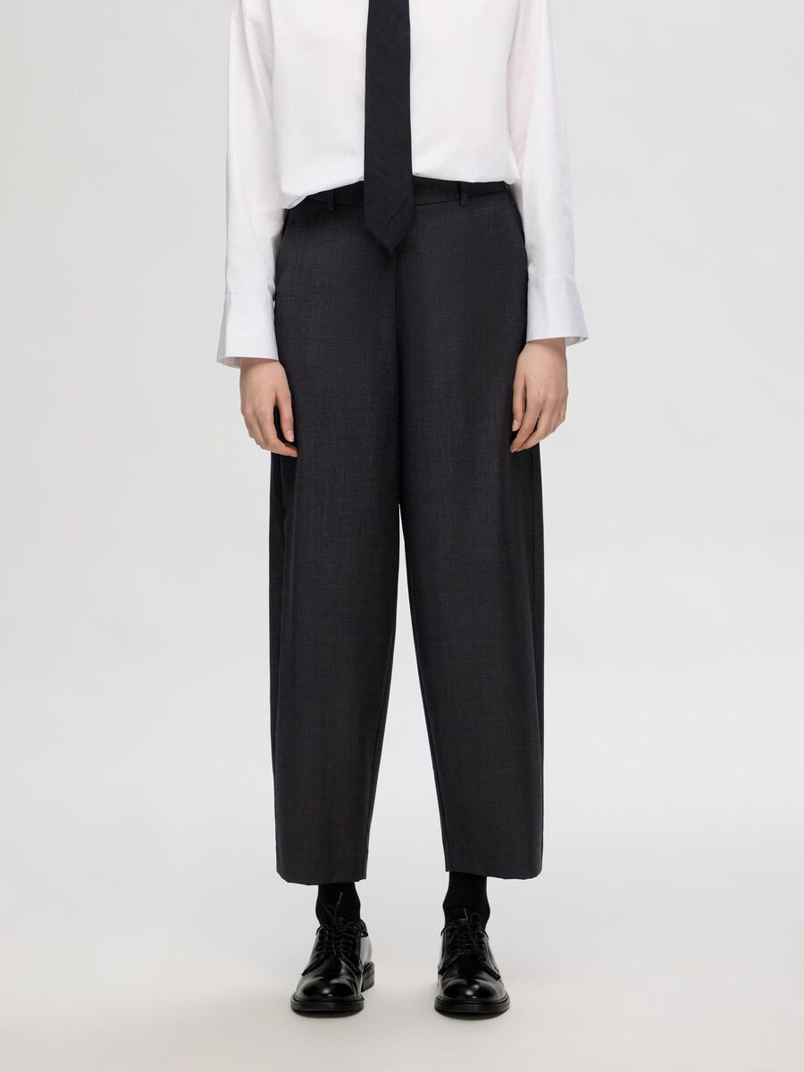 Luah HW Barrel Wool Pants - Dark Grey