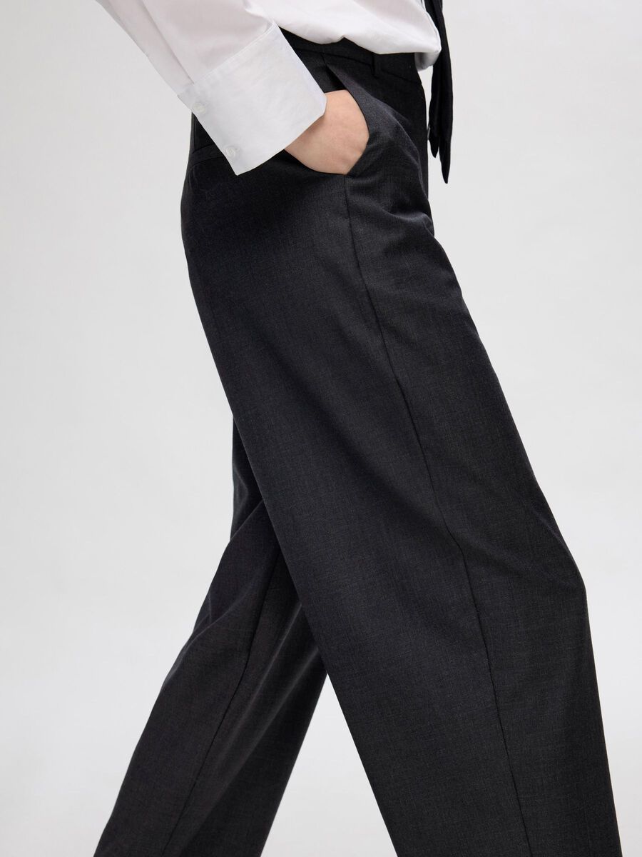 Luah HW Barrel Wool Pants - Dark Grey