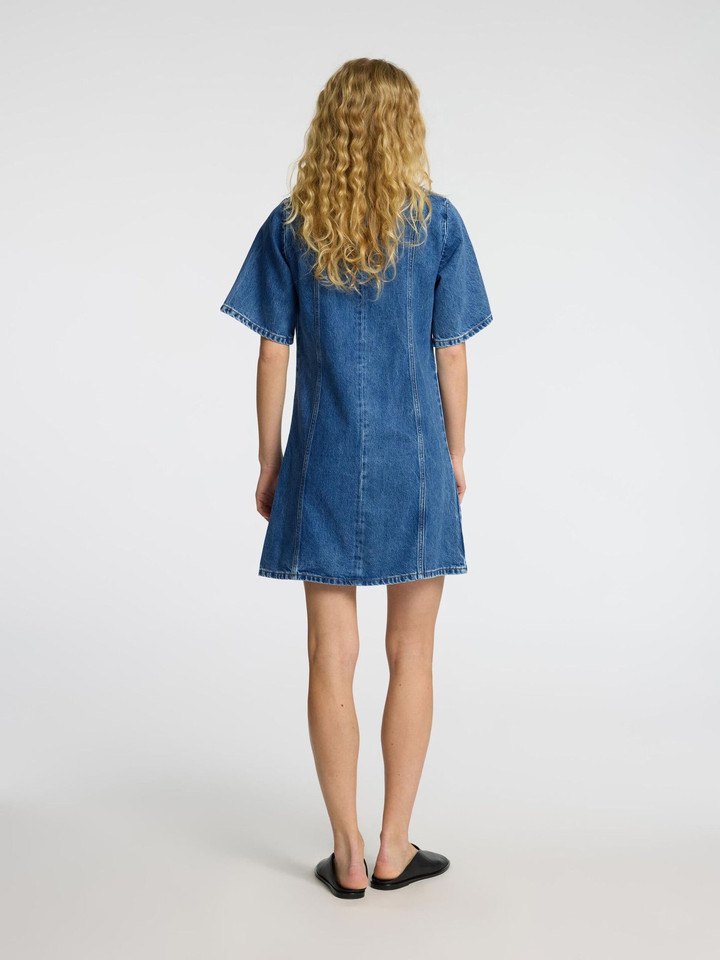 Rie Short Dress - Blue Denim