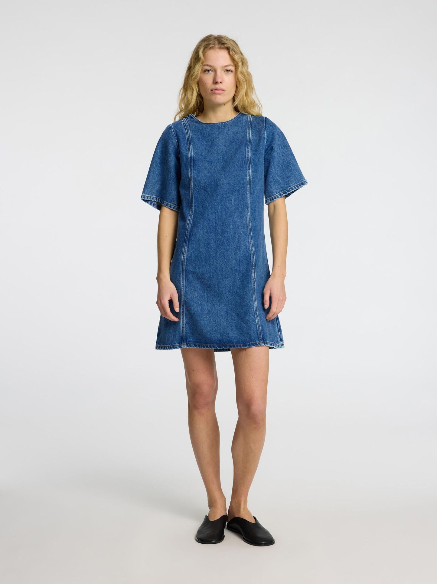 Rie Short Dress - Blue Denim