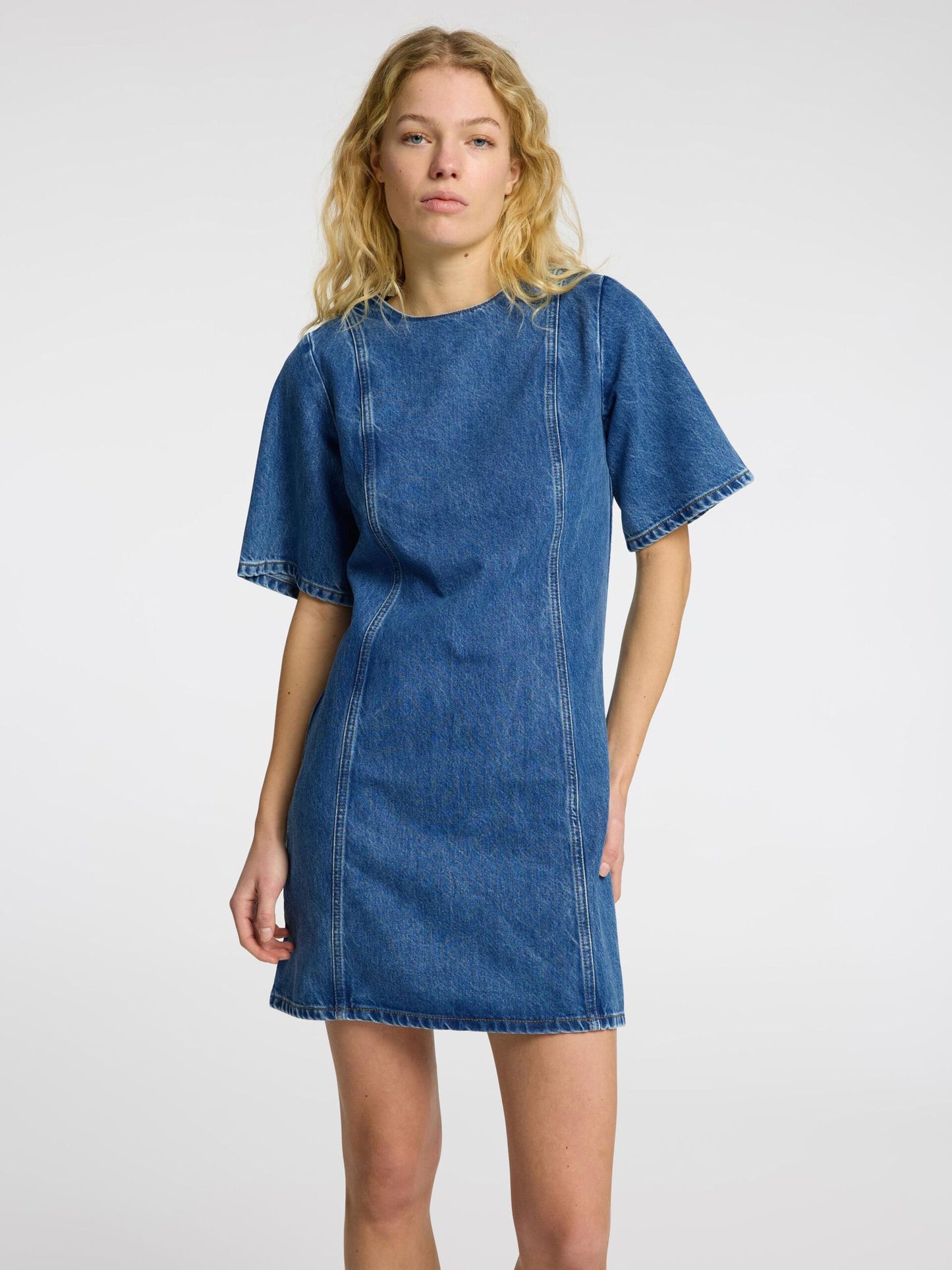 Rie Short Dress - Blue Denim