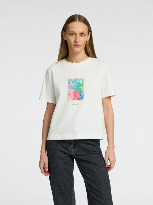 Boxy Printed Tee - Snow White