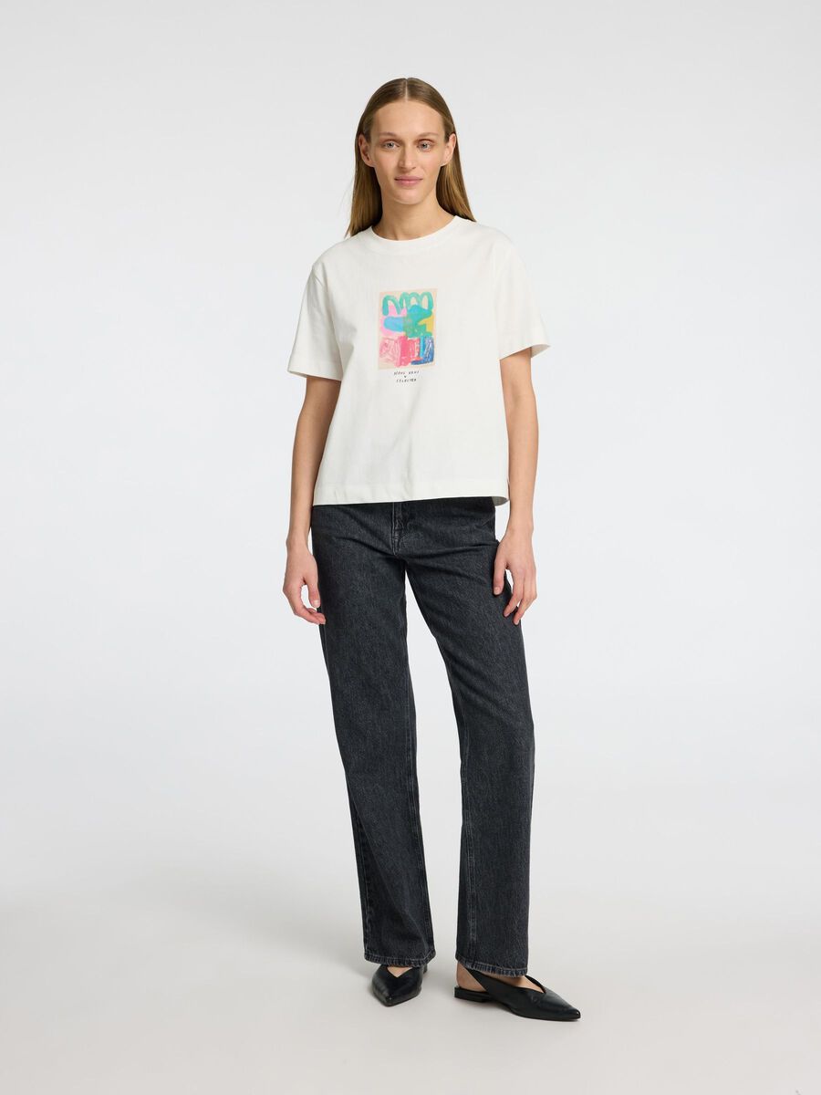 Boxy Printed Tee - Snow White