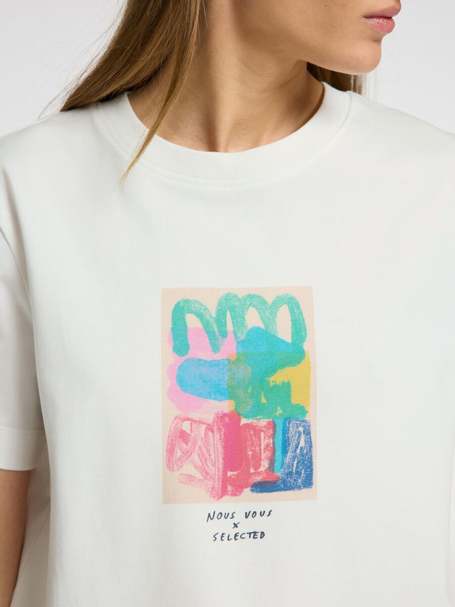 Boxy Printed Tee - Snow White