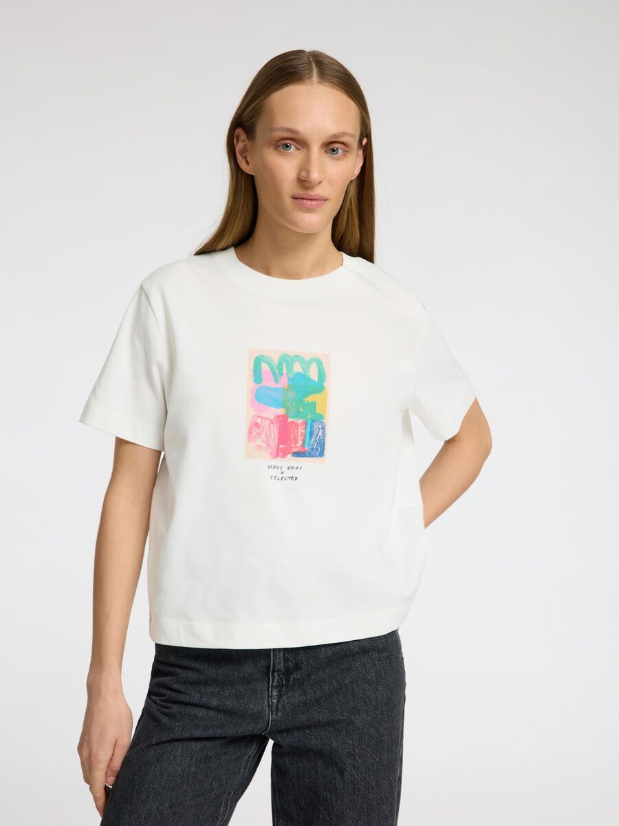 Boxy Printed Tee - Snow White