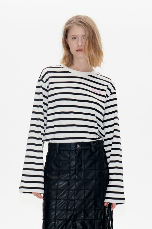 Jeevana T-Shirt Black Whisper Stripe