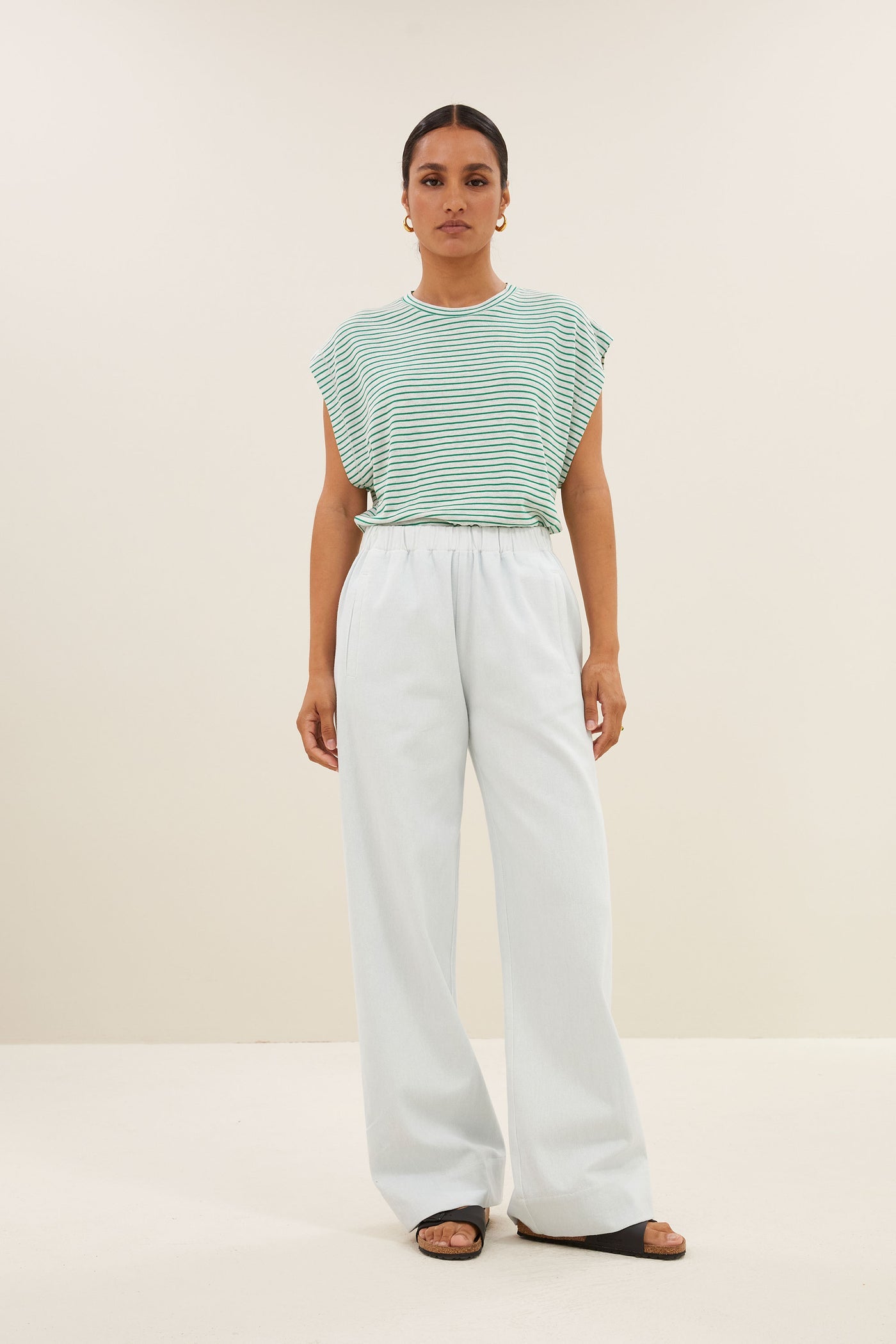 Mason Small Stripe Top - Green Small Stripe