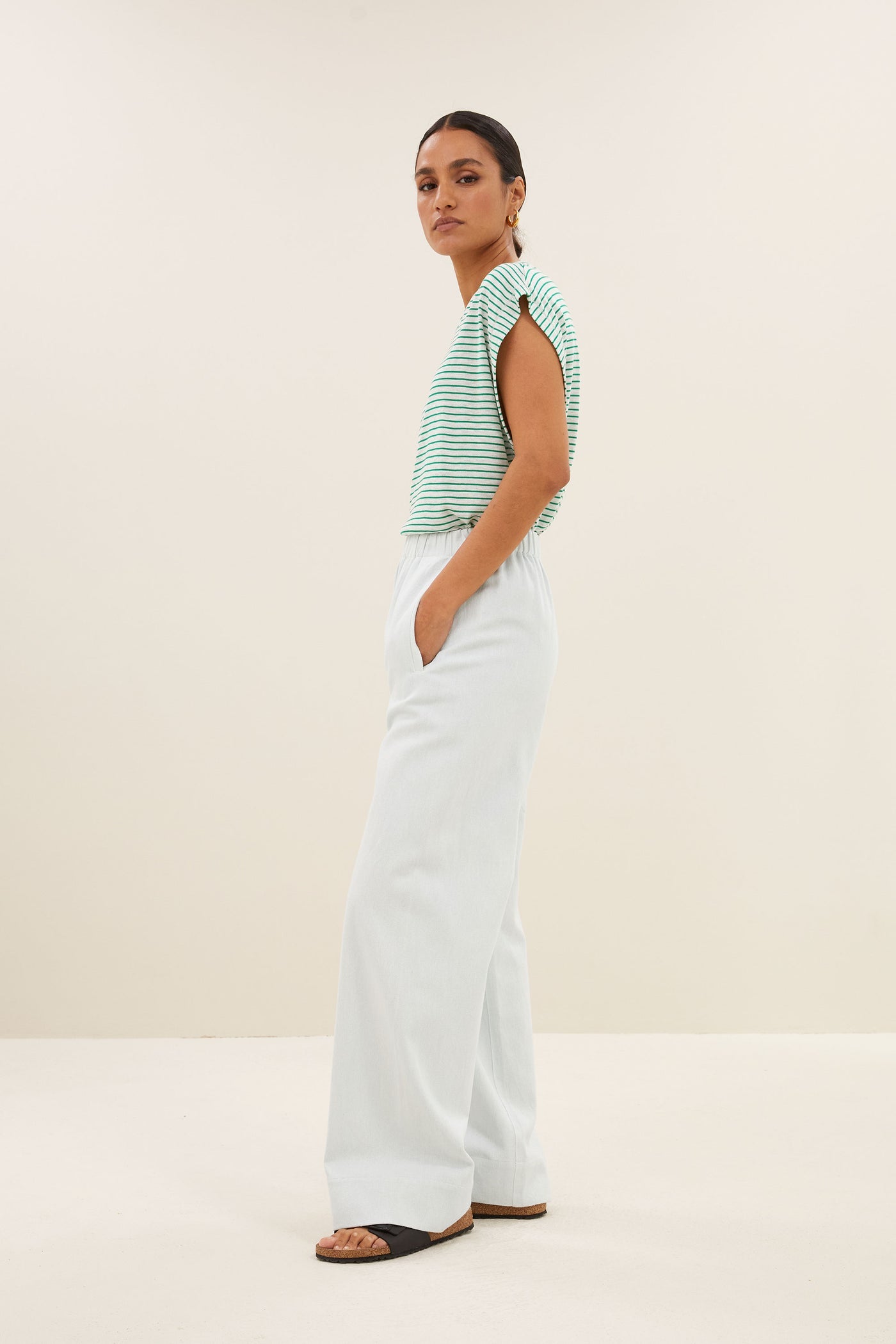 Mason Small Stripe Top - Green Small Stripe