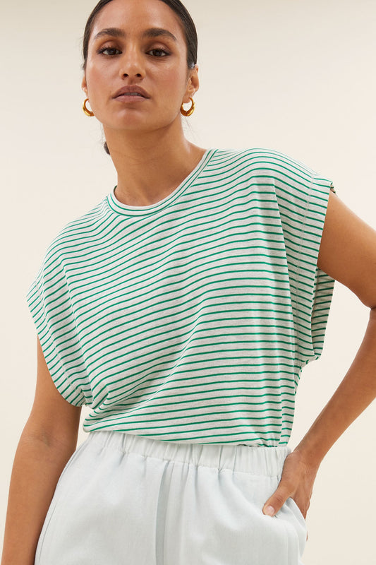 Mason Small Stripe Top - Green Small Stripe