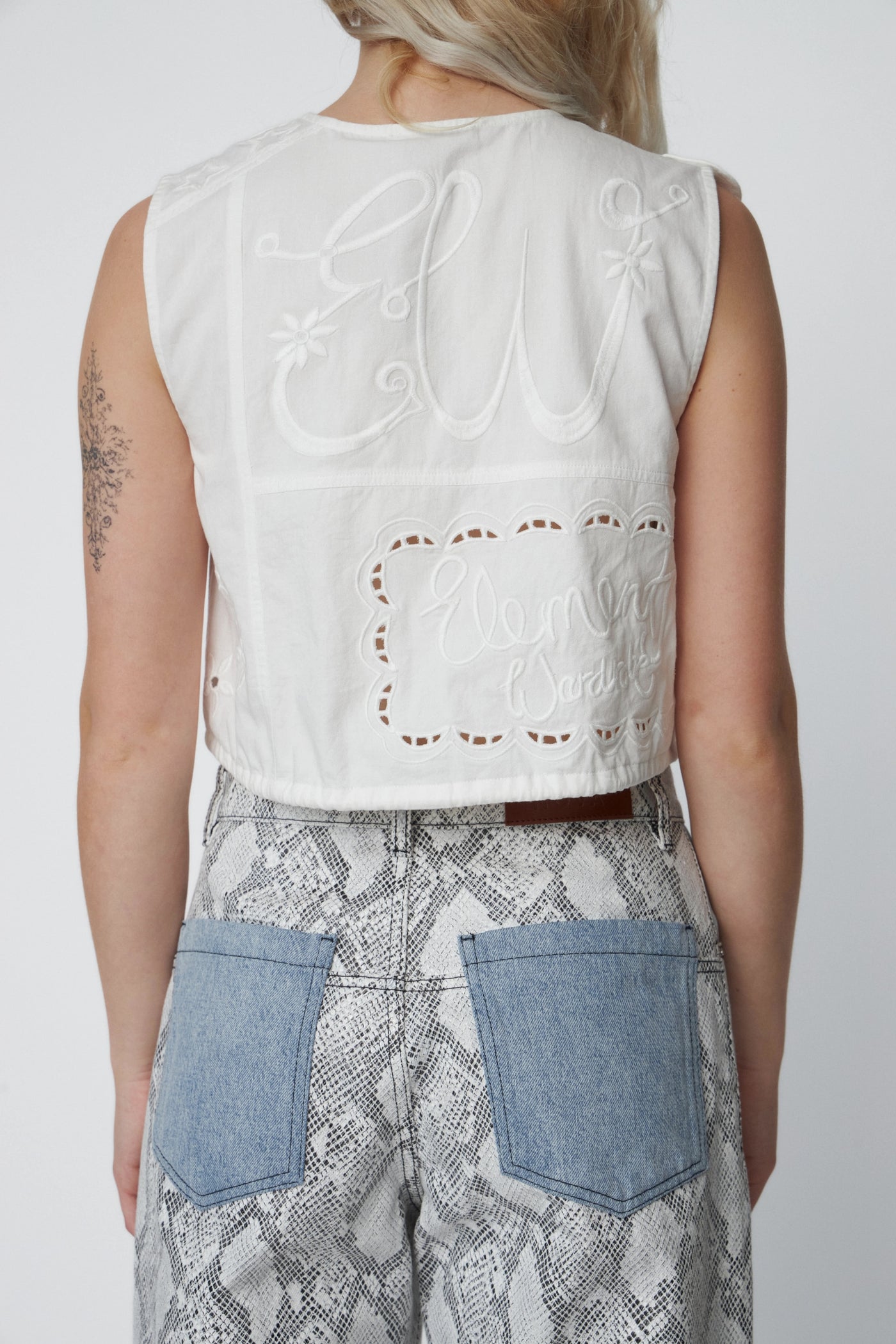 Elements Embroidered Cotton Top - White