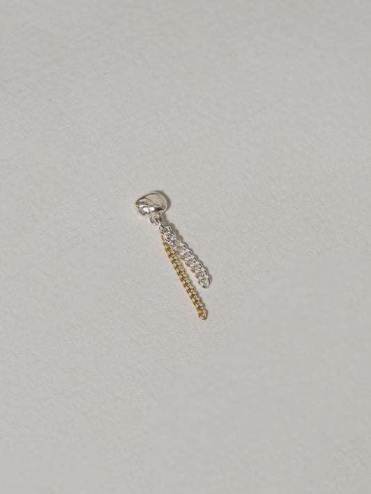 Earring - Island Stud Double Chain Silver