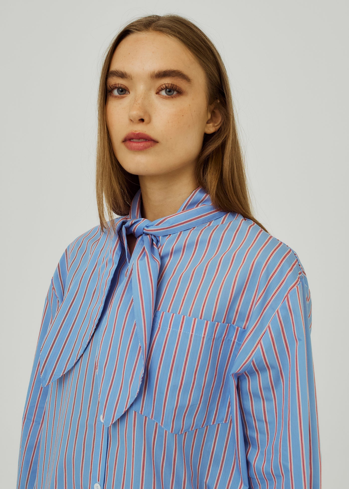 Nicci Tie Shirt - Red Stripes