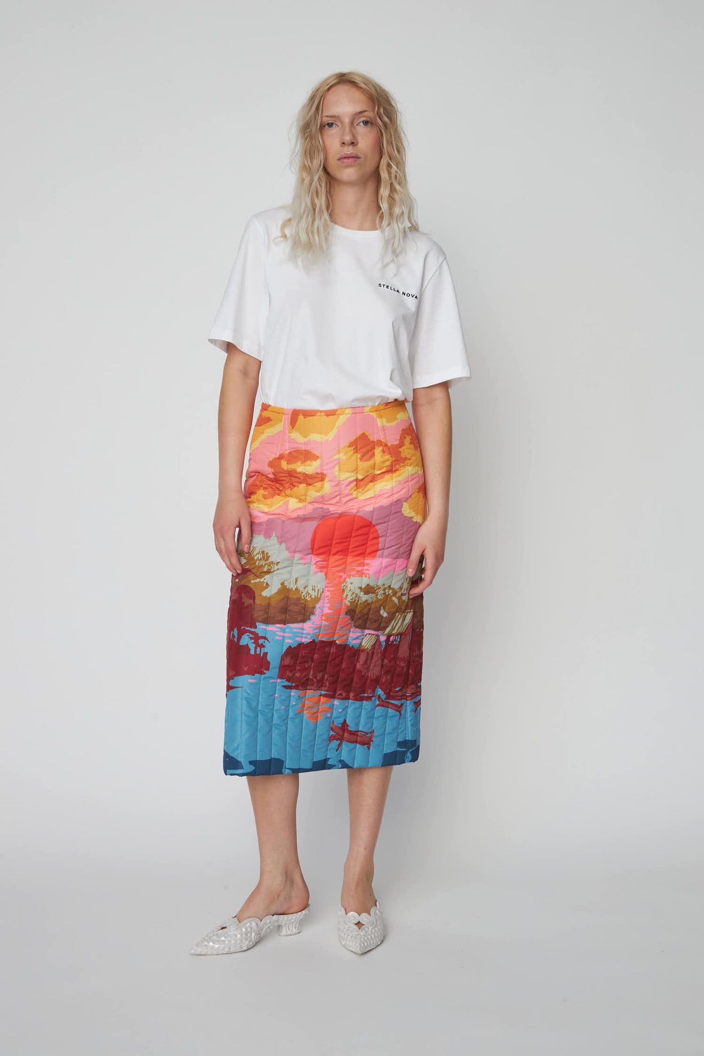 Quilted Landsape Skirt - Sunshine Orange