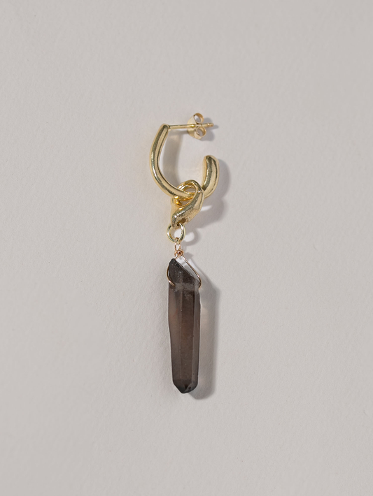 Earring - Raw - Smokey Quartz