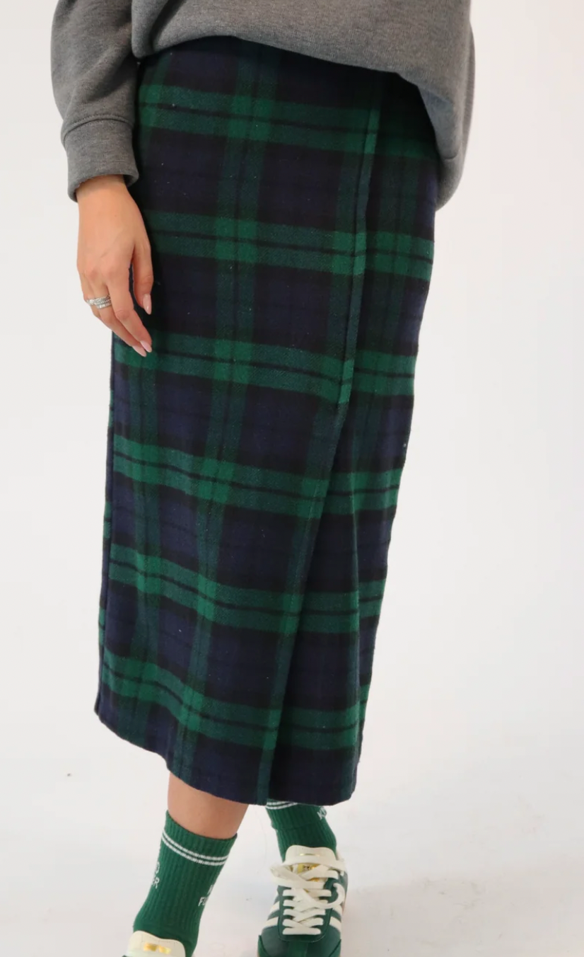 Drew Skirt - Blue and Green Checked