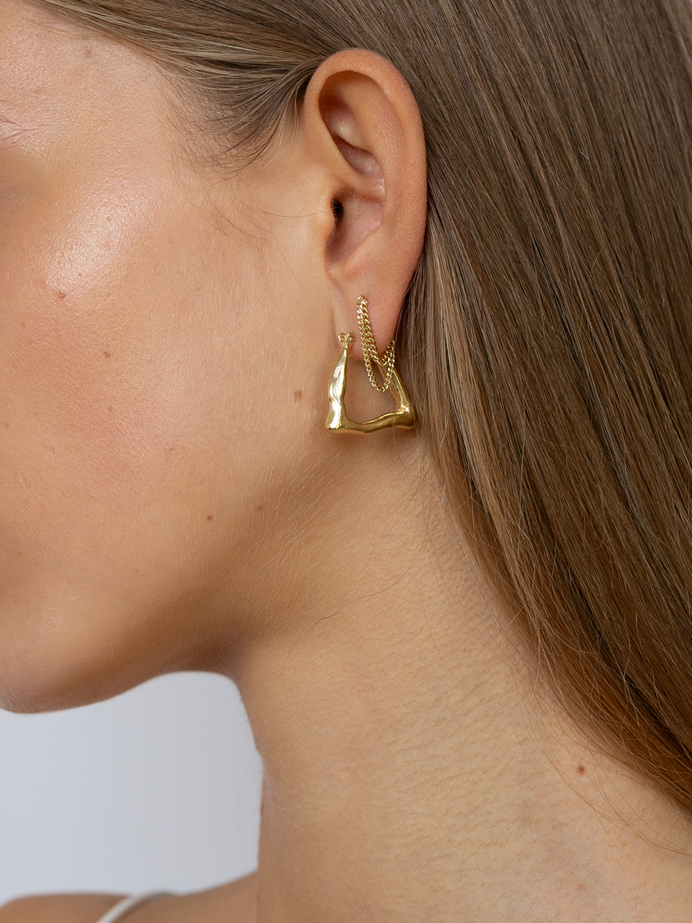 Earring - Double Chain Stud