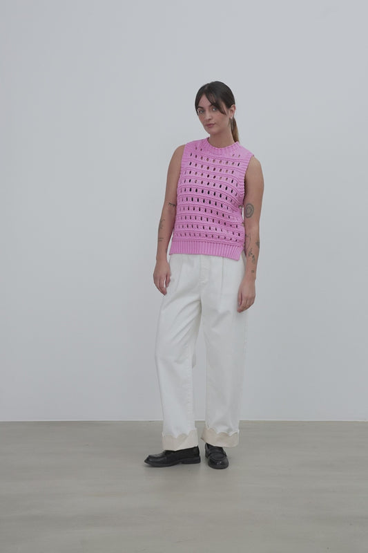 Cotton Stitch Vest - Pink