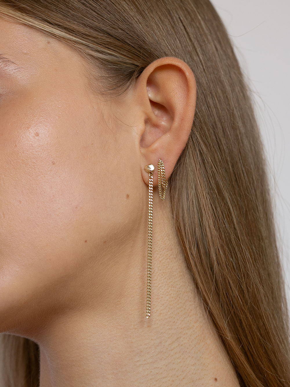 Earring - Double Chain Stud